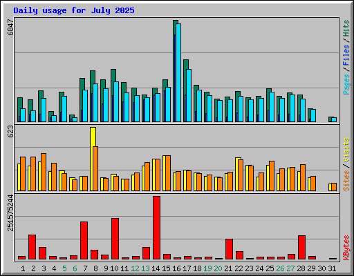 Daily usage for July 2025